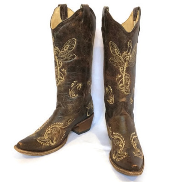 circle g women's dragonfly embroidered western boots